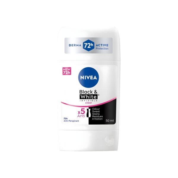 NIVEA Antiperspirant Stick for Women, 48h Protection, Black & White Invisible Original, 50ml