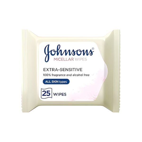 JOHNSON’S Cleansing Facial Micellar Wipes, Extra-Sensitive, All Skin Types, Pack of 25 wipes