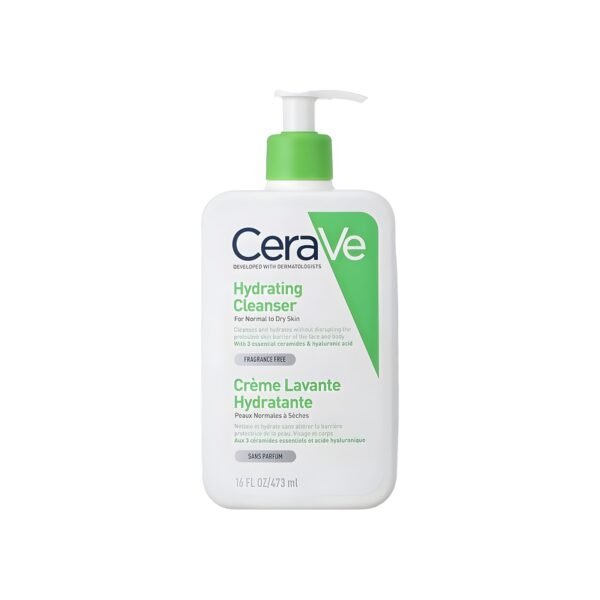 CeraVe Hydrating Cleanser for Normal to Dry Skin 473ml with Hyaluronic Acid & 3 Essential Ceramides