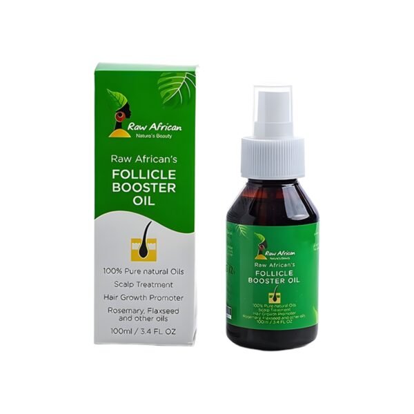 Raw African | Follicle Booster Oil | Hair Growth| For Hair and Beard| Scalp Treatment | Pure Natural Oils |Lightweight Oil | Easy Application | Cruelty Free | Rosemary | Flaxseed | 100ml