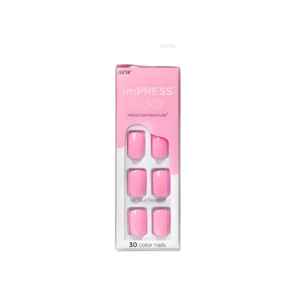 KISS imPRESS Color Press-On Manicure Fake Nails, Self Care - Short & Square,