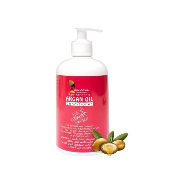Raw African | Argan Oil Conditioner | Moisturizing | Nourishing | Dry & Damaged Hair | No Sulfate | No Parabens | No Artificial Colors | Hair Growth | Anti-Frizz | Healthy & Shiny Hair | 500m
