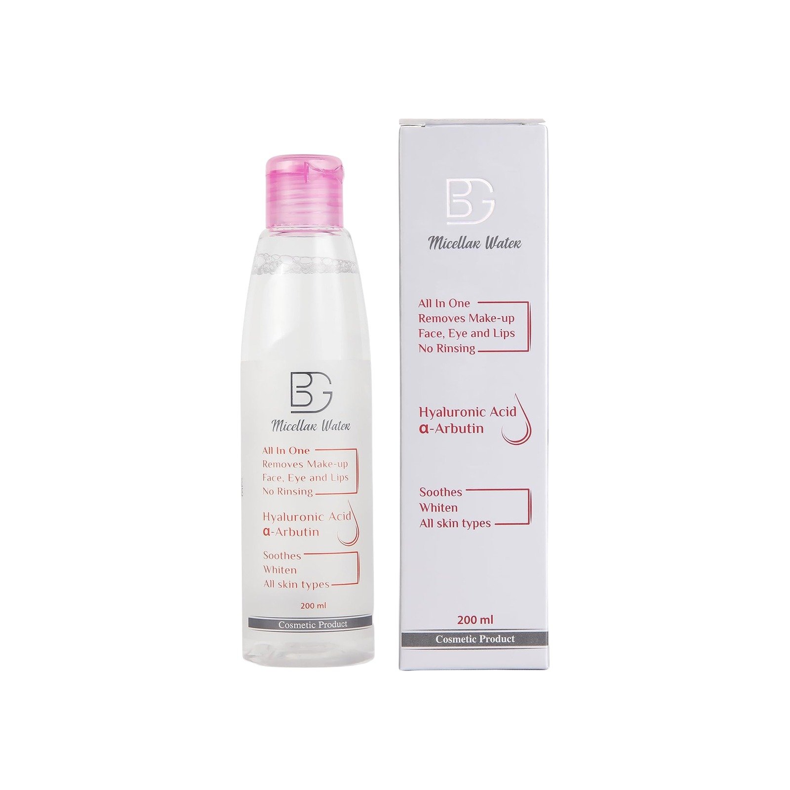 BG Micellar Water with Whitening, Hyaluronic Acid, and Alpha Arbutin