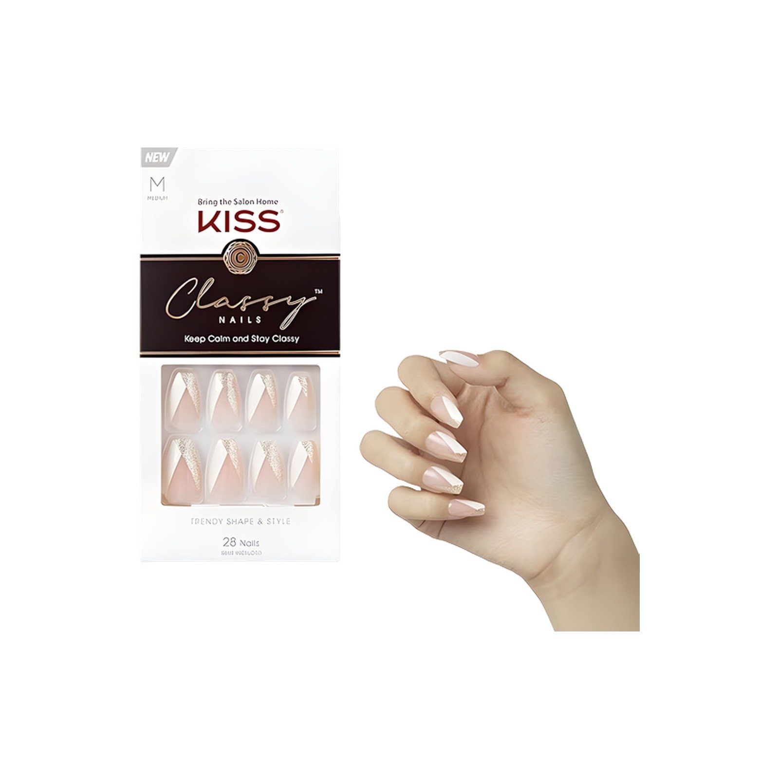 KISS False Nail Set CS08C – French Manicure, 28 Press-On Nails