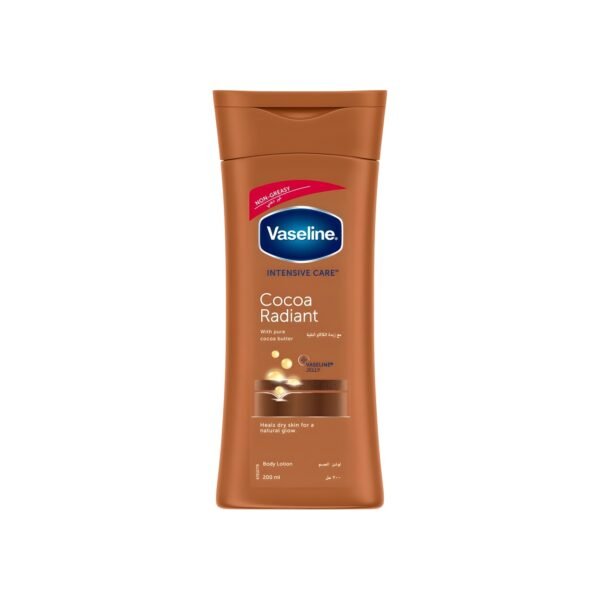 Vaseline lotion intensive care cocoa radiant made with 100% pure cocoa butter for a natural glow 200ml