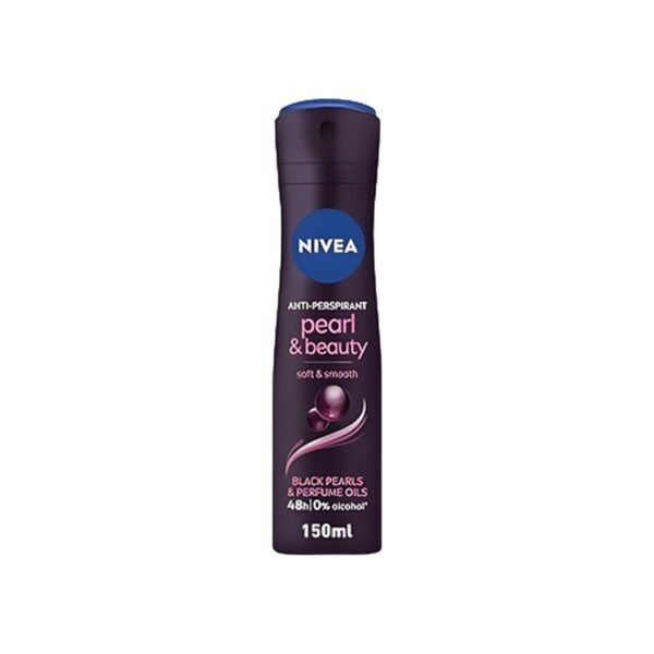 NIVEA Antiperspirant for Women, Pearl & Beauty, Black Pearl & Perfume Oils, Spray 150ml