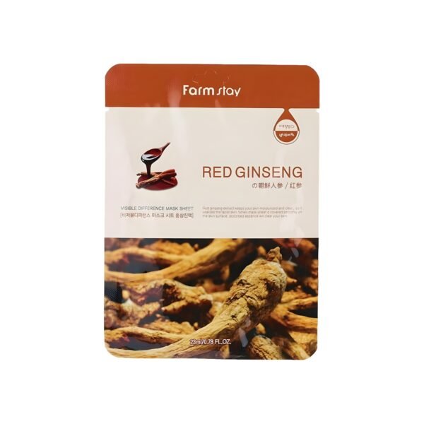 Farmstay visible difference mask sheet pack (red ginseng) - moisturizes, clear skin, facial skin