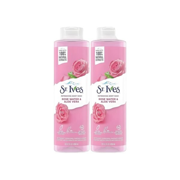 St. Ives Refreshing Body Wash, Rose Water & Aloe Vera, 22 Fluid Ounce (Pack of 2)