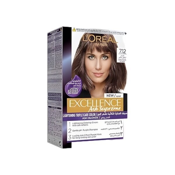 L'Oréal Paris Excellence Hair Dye with Purple Shampoo and Hair Mask - 7.12 Cool Pearl Blonde