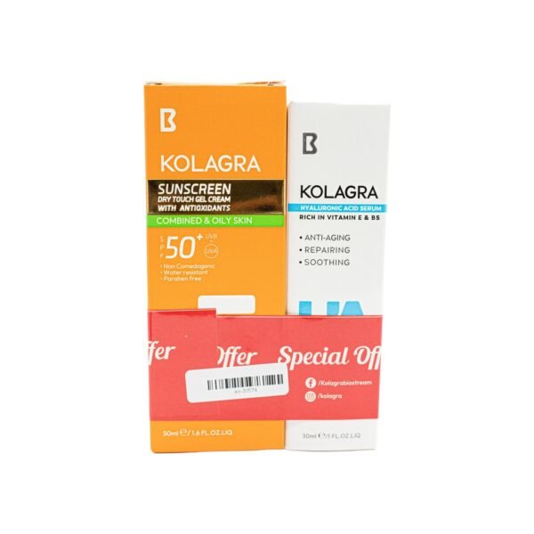 Kolagra Hyaluronic Acid Serum + Kolagra SUNSCREEN SPF50+